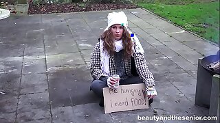 Homeless teen fucks granddad down the park be advantageous to little cash