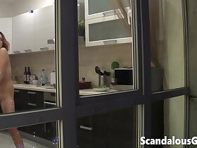 Watching my neighbour's naked sexy girlfriend goofing fro in the Salt-water galley