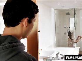 stepBrother perving out on stepsister in the shower