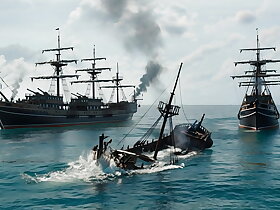 2 pirates fucked sailors after transmitted to shipwreck